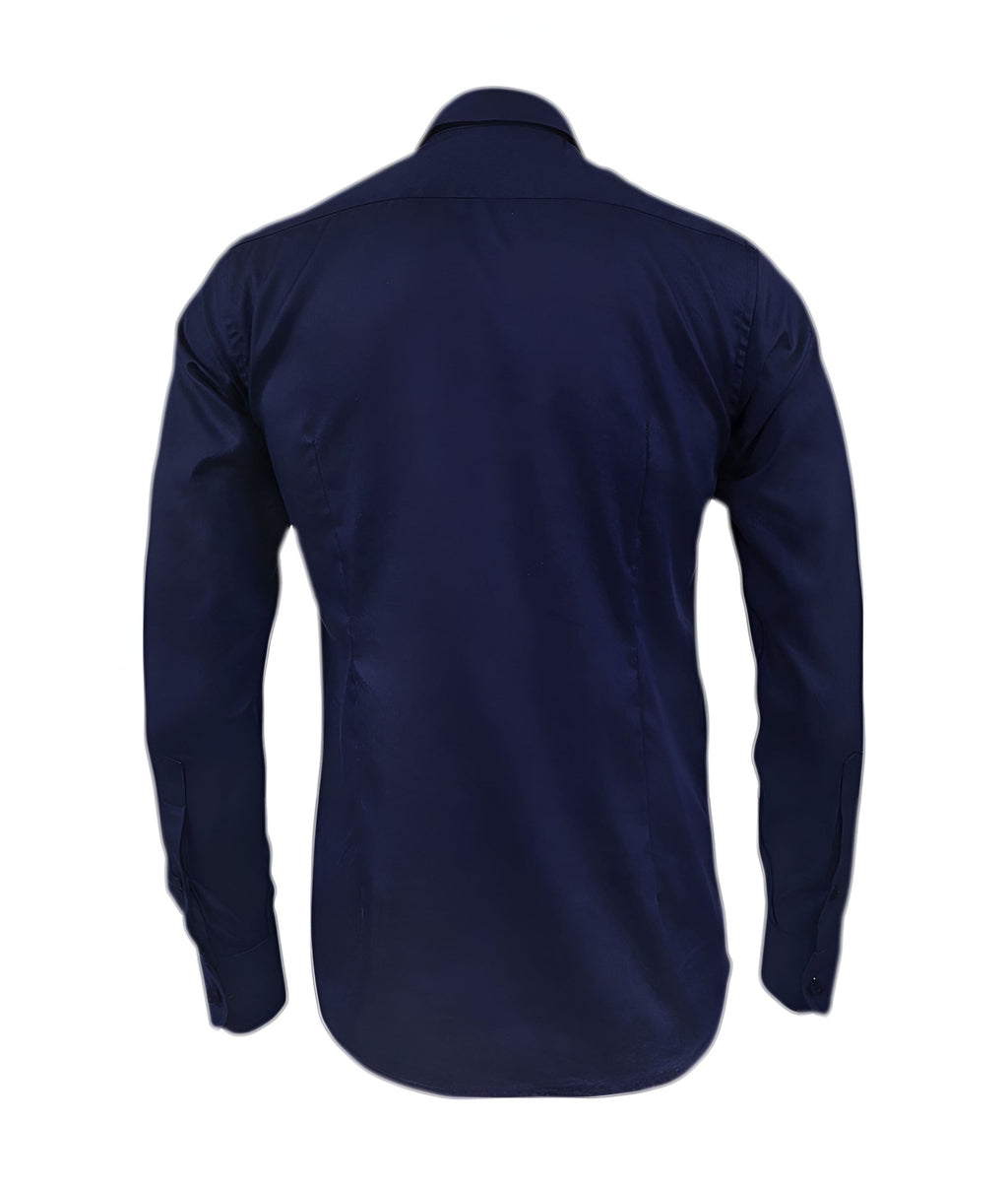 Camisa para corbata azul oscuro manga larga slim para hombre XS a 10XL