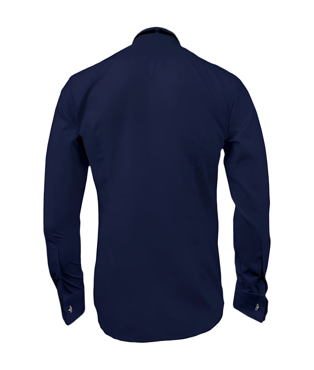 Camisa smoking azul oscuro puño mancornas manga larga hombre XS a 10XL