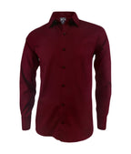 Camisa vino tinto sin bolsillo slim manga larga para hombre XS a 10XL