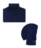Camisa smoking azul oscuro puño mancornas manga larga hombre XS a 10XL