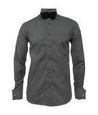 Camisa smoking gris oscuro puño mancornas manga larga hombre XS a 10XL