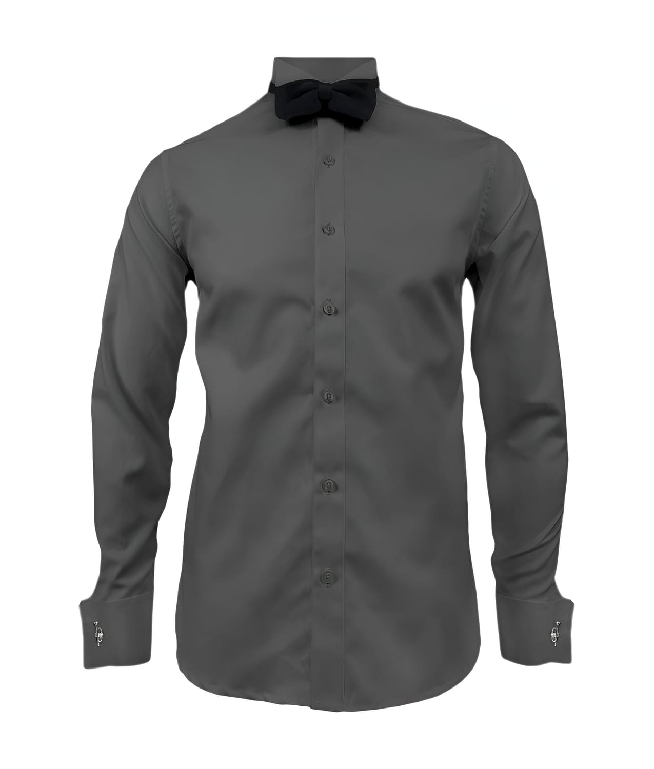 Camisa smoking gris oscuro puño mancornas manga larga hombre XS a 10XL