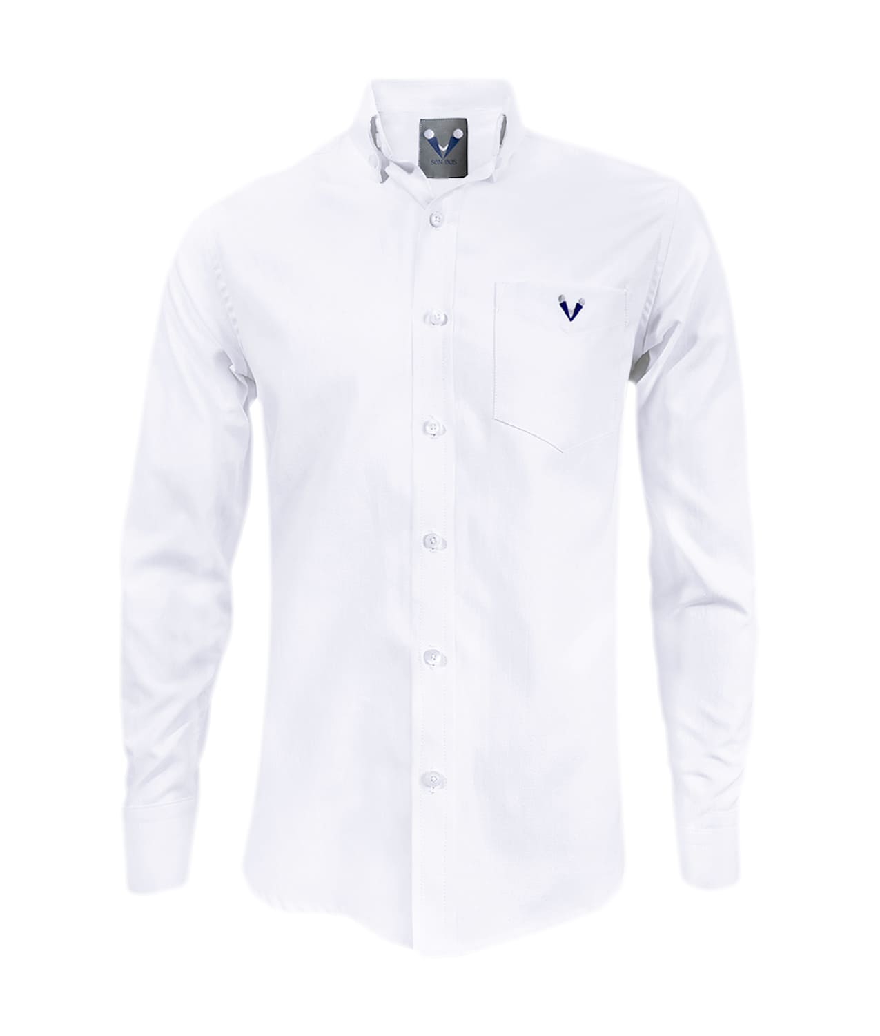 Camisa en oxford blanca manga larga slim fit para hombre XS a 10XL