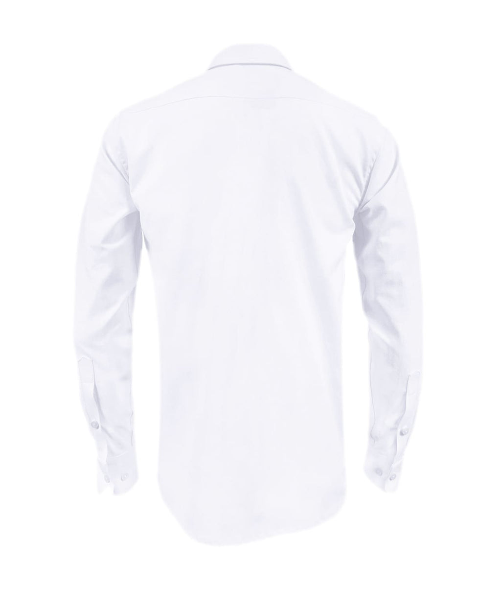 Camisa en oxford blanca manga larga slim fit para hombre XS a 10XL