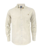 Camisa en oxford beige manga larga slim fit para hombre XS a 10XL
