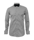 Camisa smoking cuello pajarito gris claro puño mancornas manga larga hombre XS a 10XL