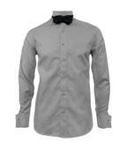 Camisa smoking cuello pajarito gris claro puño mancornas manga larga hombre XS a 10XL