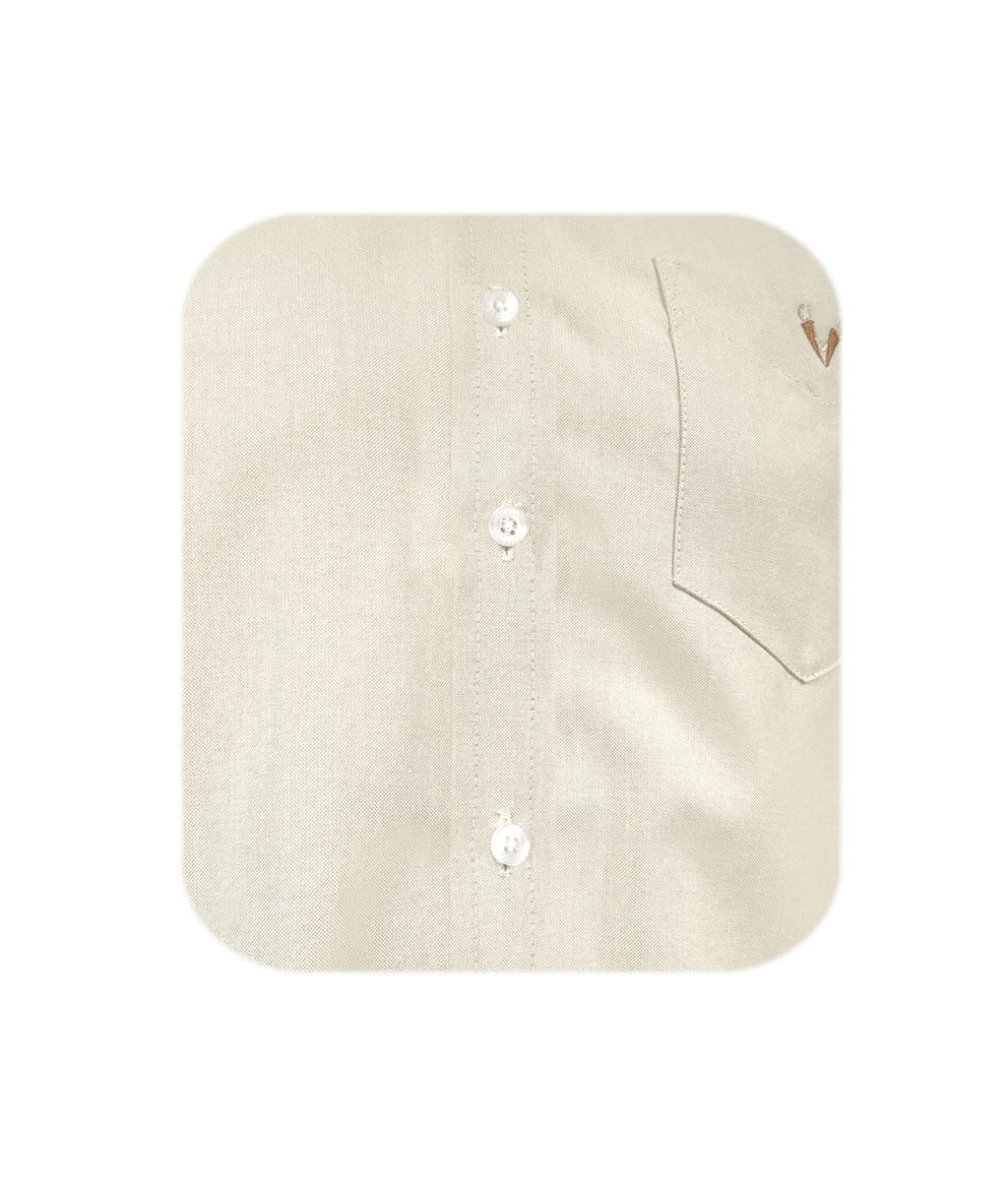 Camisa en oxford beige manga larga slim fit para hombre XS a 10XL