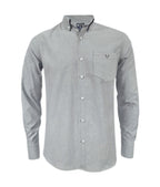 Camisa en oxford gris con bolsillo manga larga slim hombre XS a 10XL