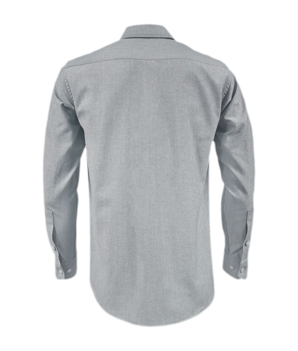 Camisa en oxford gris con bolsillo manga larga slim hombre XS a 10XL