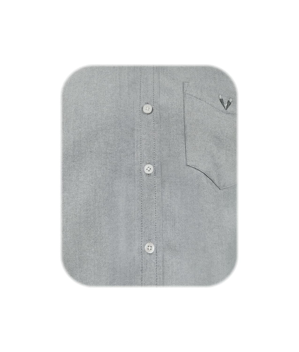 Camisa en oxford gris con bolsillo manga larga slim hombre XS a 10XL