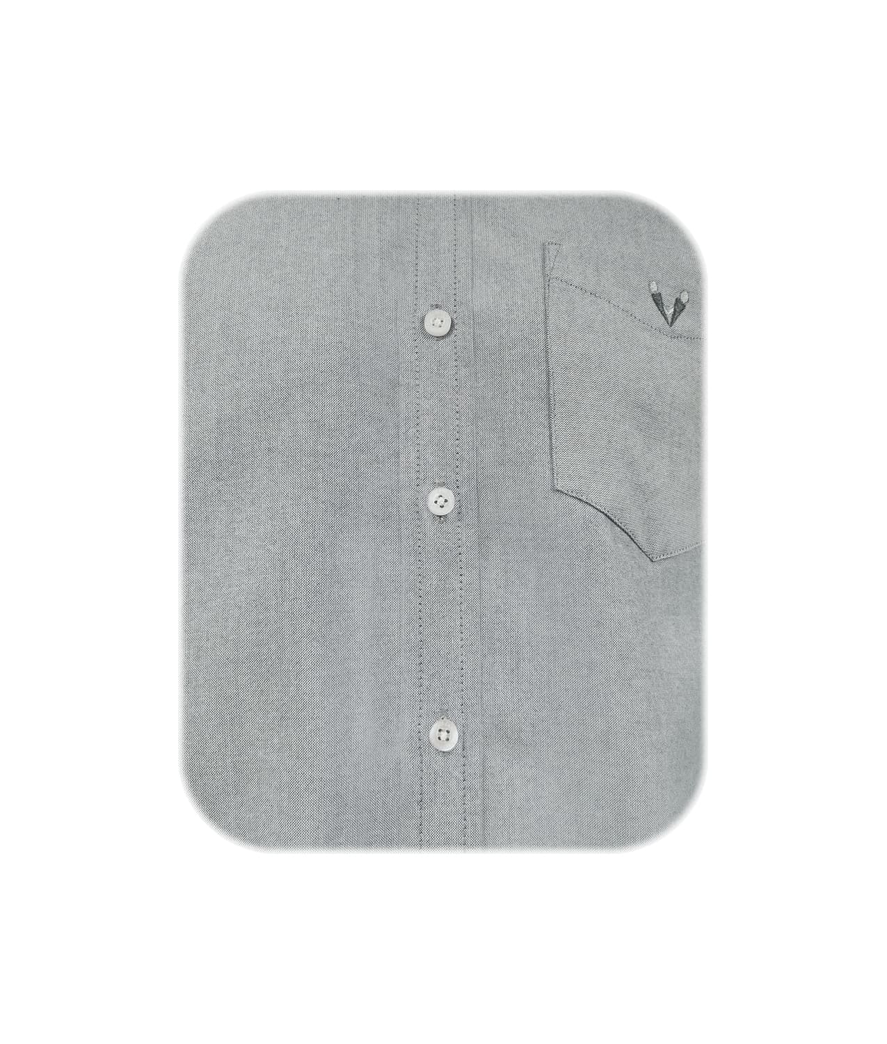 Camisa en oxford gris con bolsillo manga larga slim hombre XS a 10XL