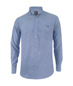 Camisa en oxford azul con bolsillo manga larga slim hombre XS a 10X