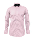 Camisa smoking rosada puño mancornas manga larga hombre XS a 10XL