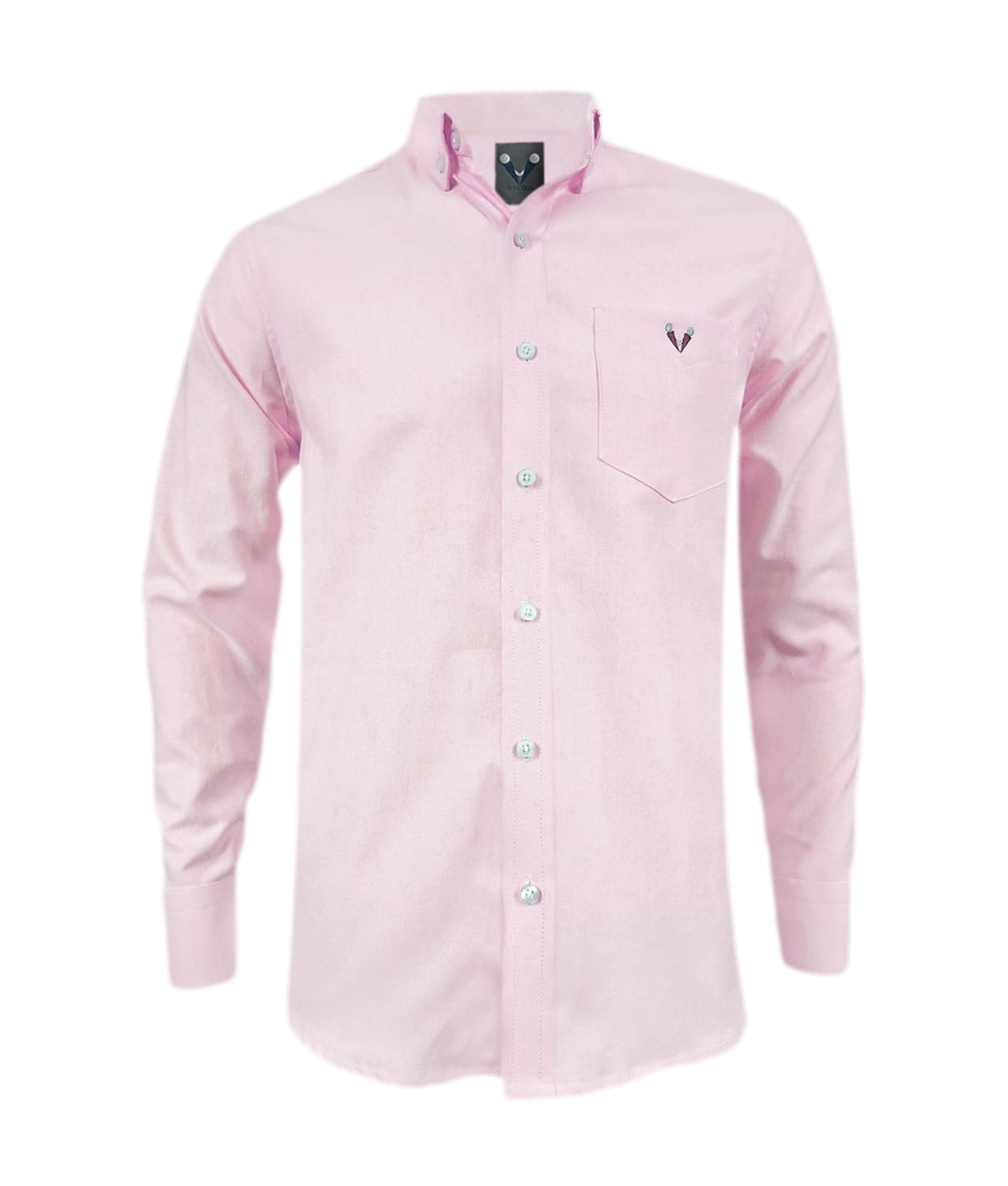 Camisa en oxford rosada manga larga slim fit para hombre XS a 10XL