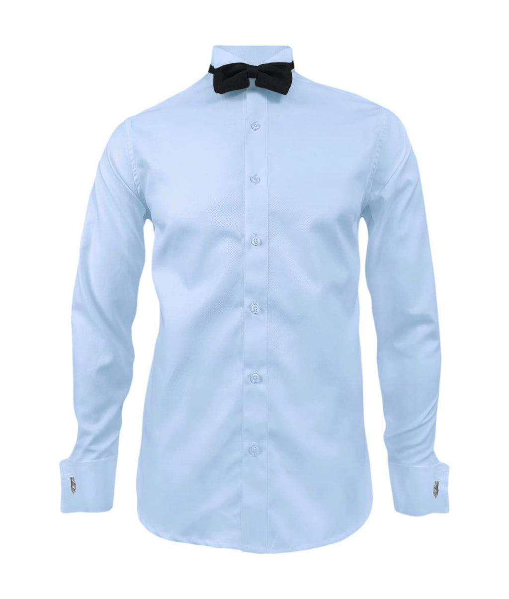 Camisa smoking azul claro puño mancornas manga larga hombre XS a 10XL