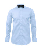 Camisa smoking azul claro puño mancornas manga larga hombre XS a 10XL