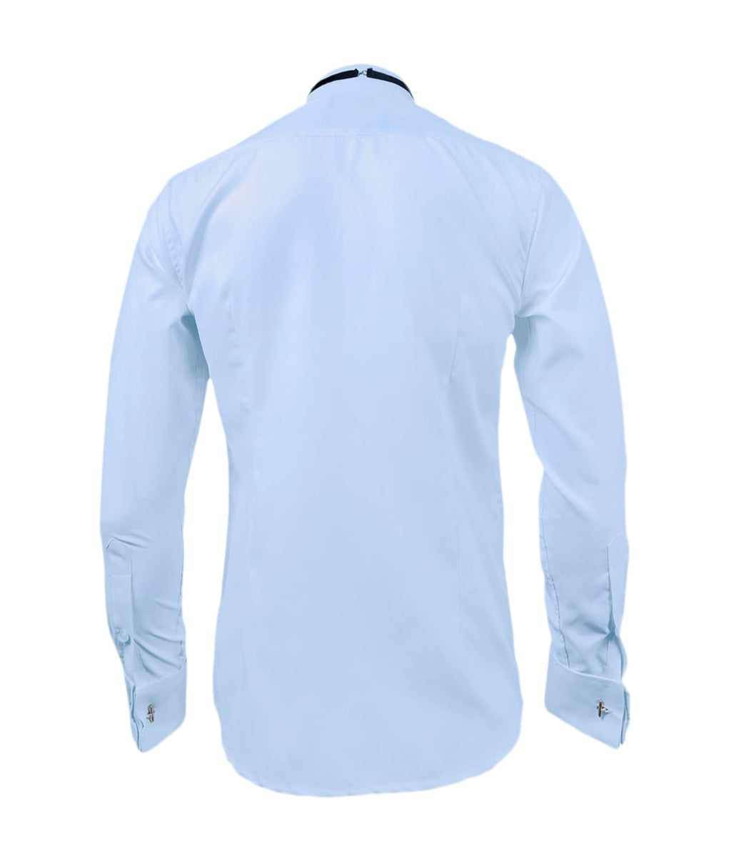 Camisa smoking azul claro puño mancornas manga larga hombre XS a 10XL