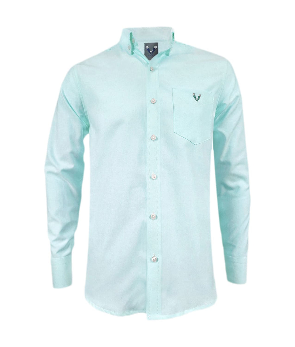 Camisa oxford verde aguamarina slim fit manga larga hombre XS a 10XL