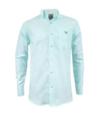 Camisa oxford verde aguamarina slim fit manga larga hombre XS a 10XL