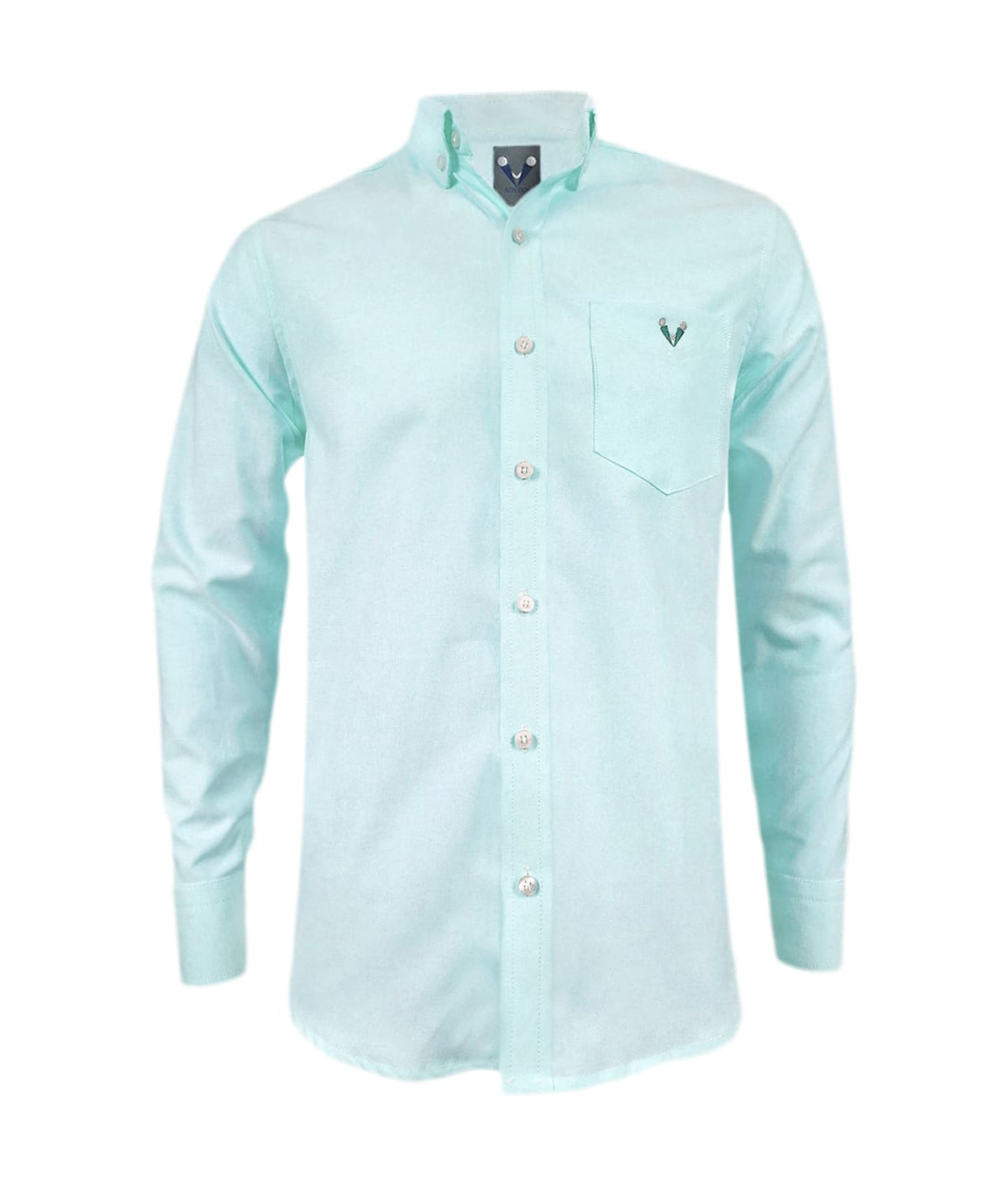 Camisa oxford verde aguamarina slim fit manga larga hombre XS a 10XL