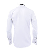 Camisa smoking blanca botón negro puño mancornas manga larga XS a 10XL
