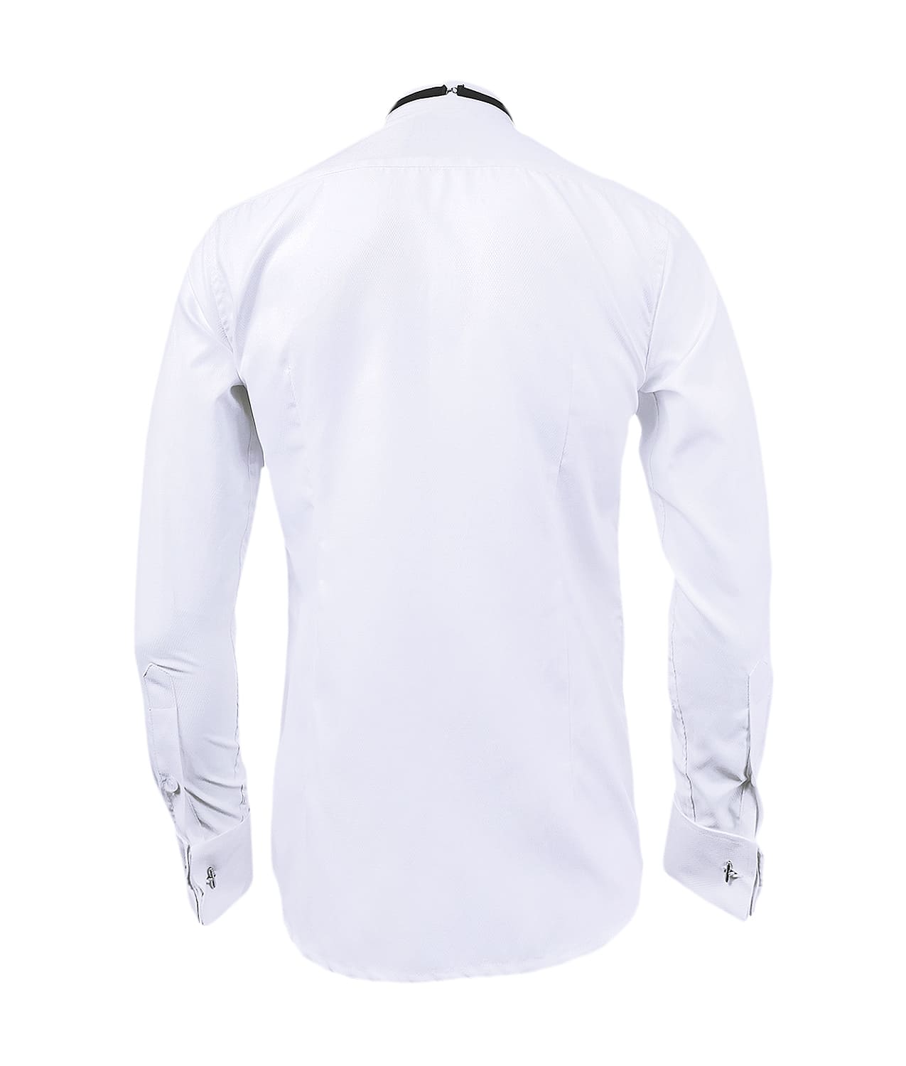 Camisa smoking blanca botón negro puño mancornas manga larga XS a 10XL