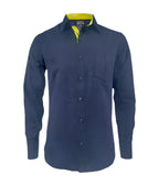 Camisa en denim con contraste slim fit manga larga hombre Talla Grande