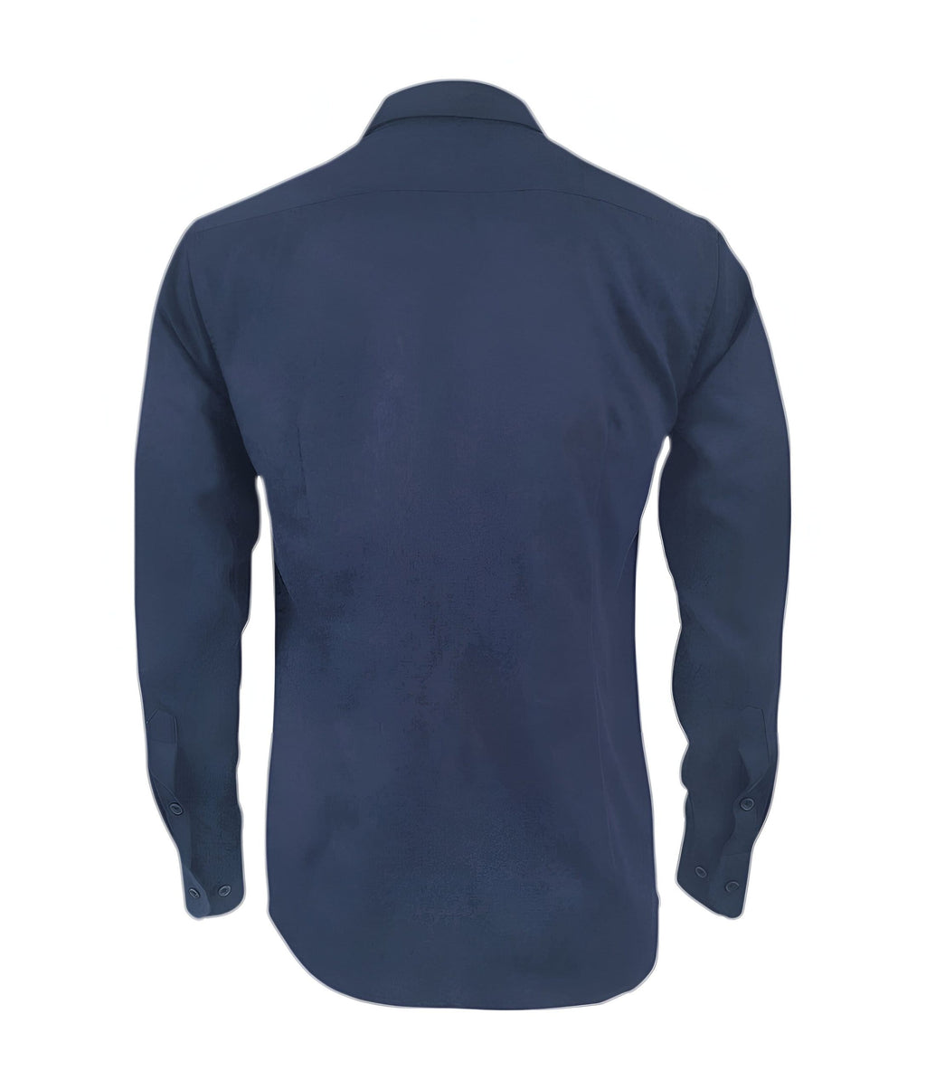 Camisa en denim con contraste slim fit manga larga hombre Talla Grande