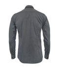 Camisa gris oscuro sin bolsillo manga larga slim para hombre XS a 10XL