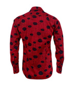 Camisa roja con estampado negro manga larga slim para hombre XS a 10XL