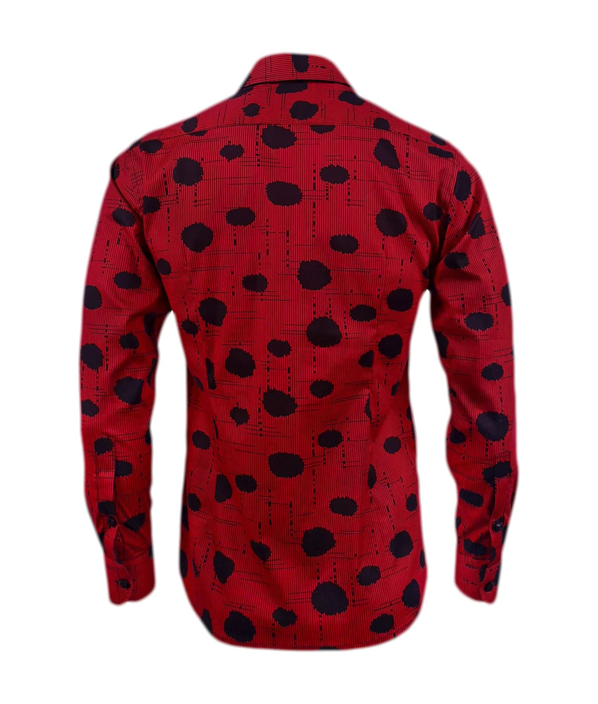 Camisa roja con estampado negro manga larga slim para hombre XS a 10XL