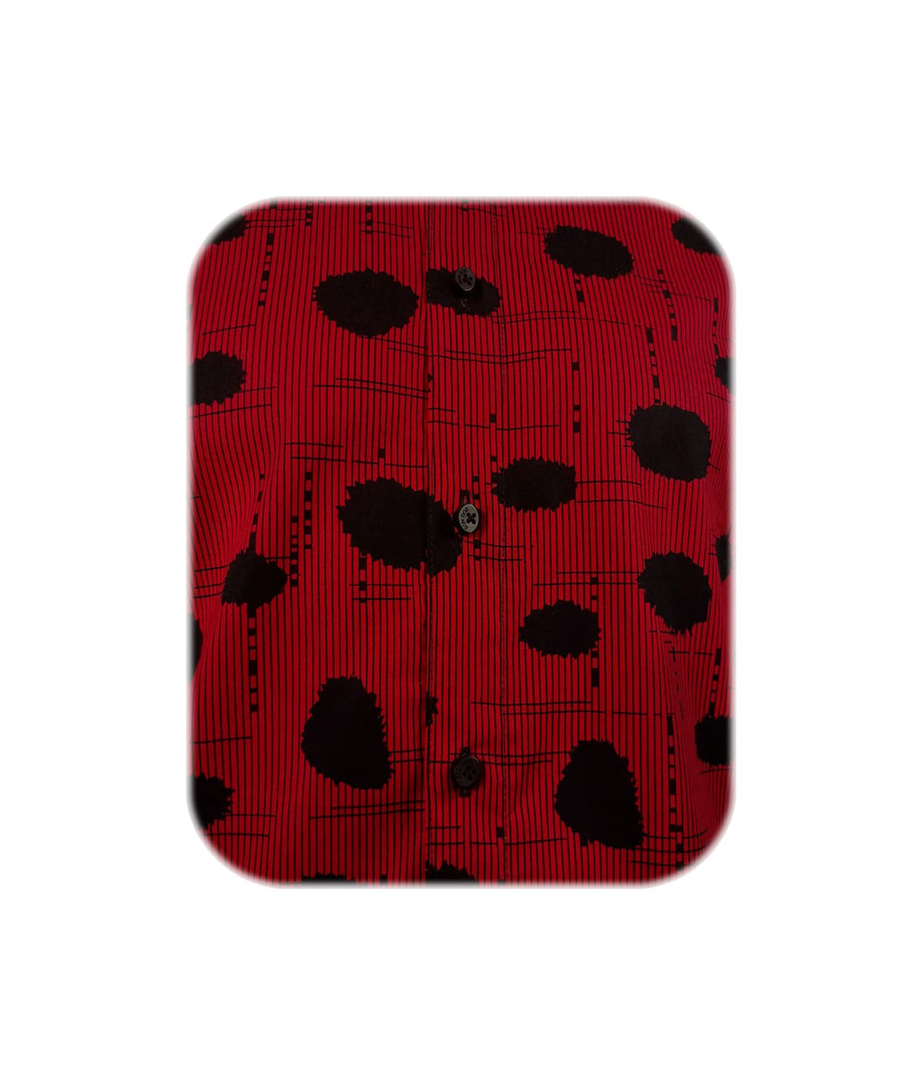 Camisa roja con estampado negro manga larga slim para hombre XS a 10XL