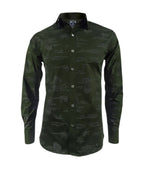 Camisa verde estampada slim fit manga larga hombre XS a 10XL