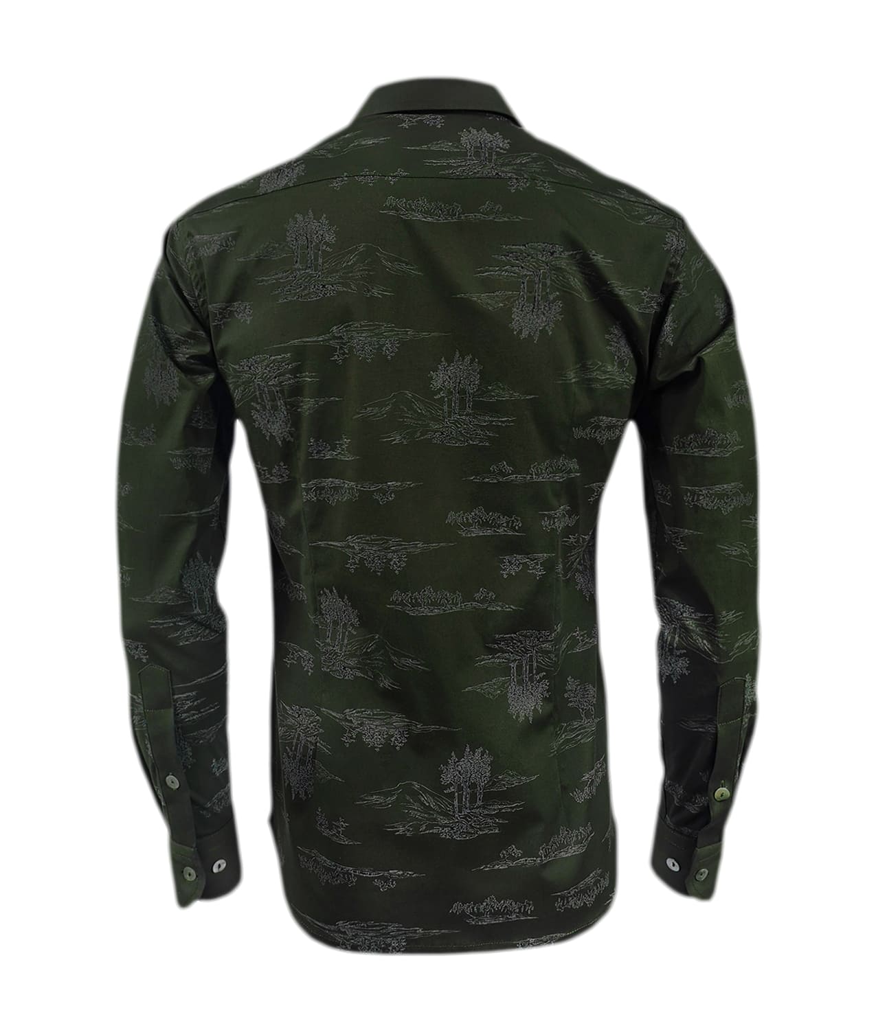Camisa verde estampada slim fit manga larga hombre XS a 10XL