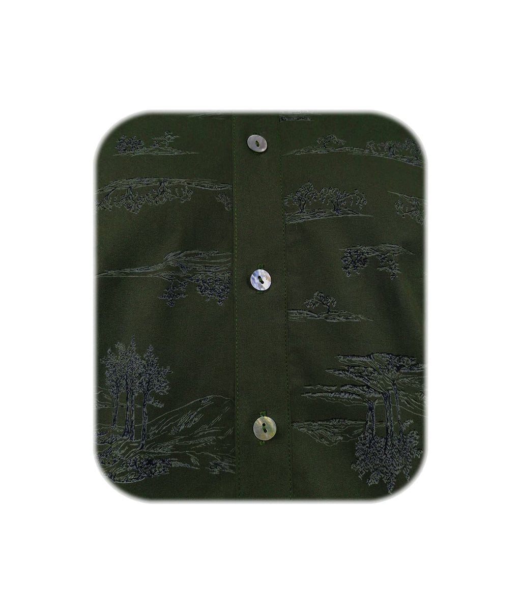 Camisa verde estampada slim fit manga larga hombre XS a 10XL