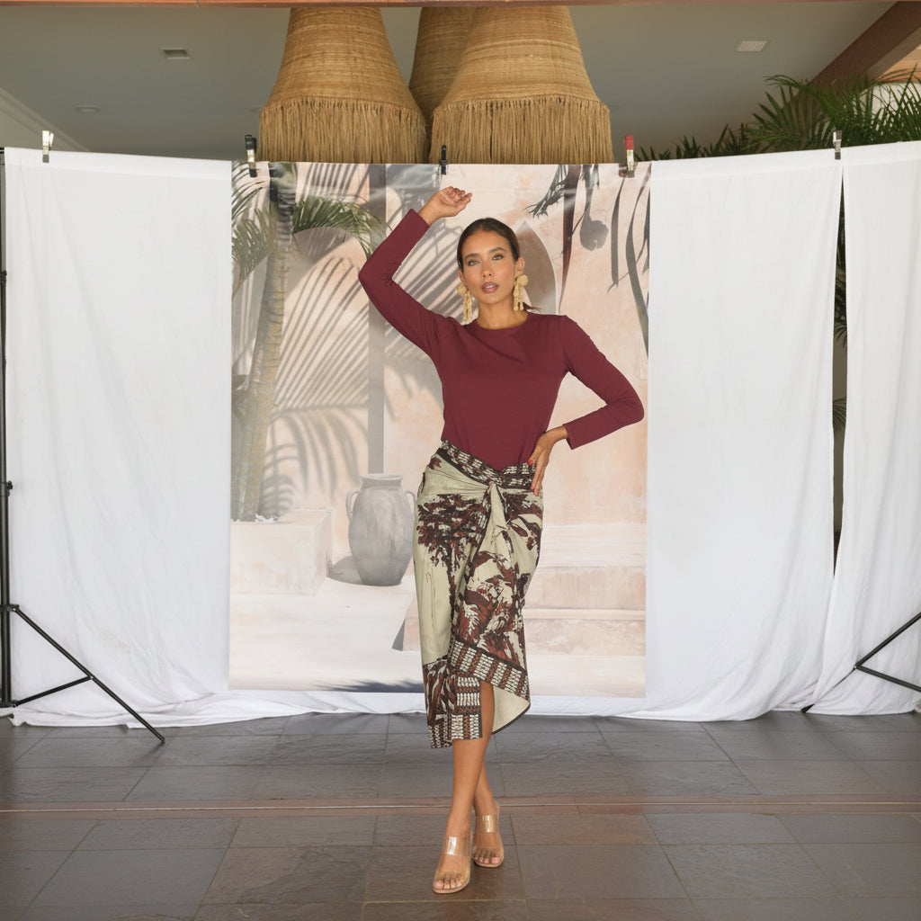 Pareo Sarong 003 – Tropical Burgundy
