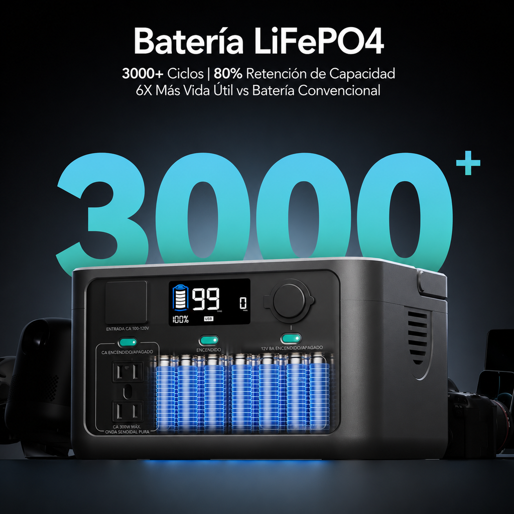 Estación De Carga Portátil Arkpax Core 300W – Batería LiFePO4 192Wh Con Carga Rápida