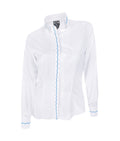 Camisa Blusa Blanca Bordada botonadura escondida Azul Mujer XS a 10XL