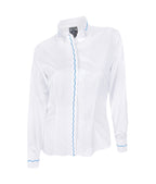 Camisa Blusa Blanca Bordada botonadura escondida Azul Mujer XS a 10XL