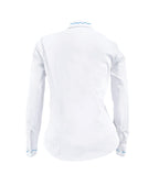 Camisa Blusa Blanca Bordada botonadura escondida Azul Mujer XS a 10XL