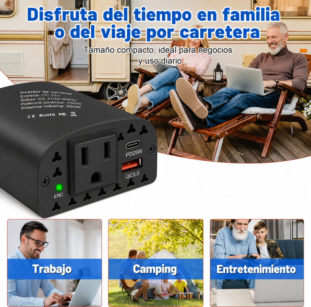 Convertidor De Vehículo 12v a 110v 150W