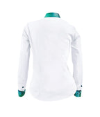 Camisa Blusa Blanca Tie Dye Tono Azul con Verde Mujer XS a 10XL