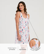 Batola para mujer St Even con estampado colorido, silueta atlética semiajustada y tejido ligero para dormir.