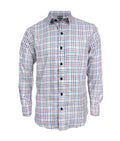 Camisa leñadora blanca de cuadros rojo y azul manga larga Slim hombre XS a 10XL