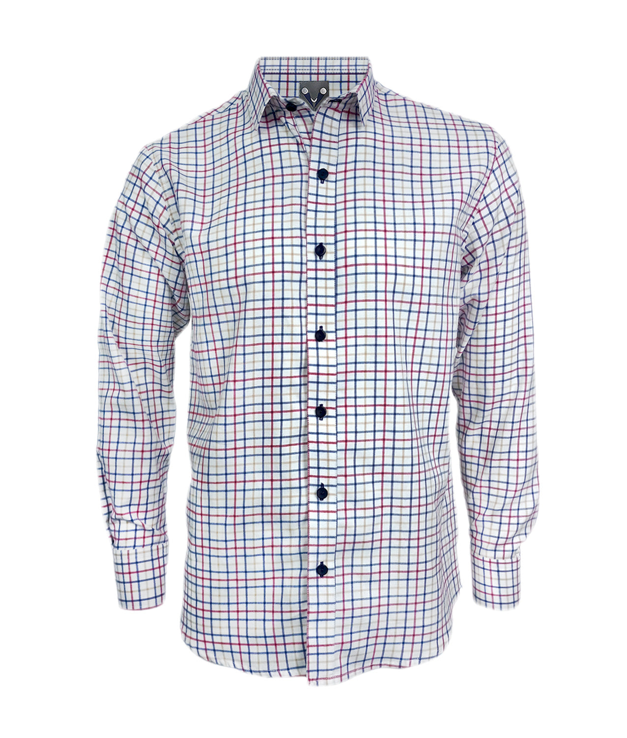 Camisa leñadora blanca de cuadros rojo y azul manga larga Slim hombre XS a 10XL