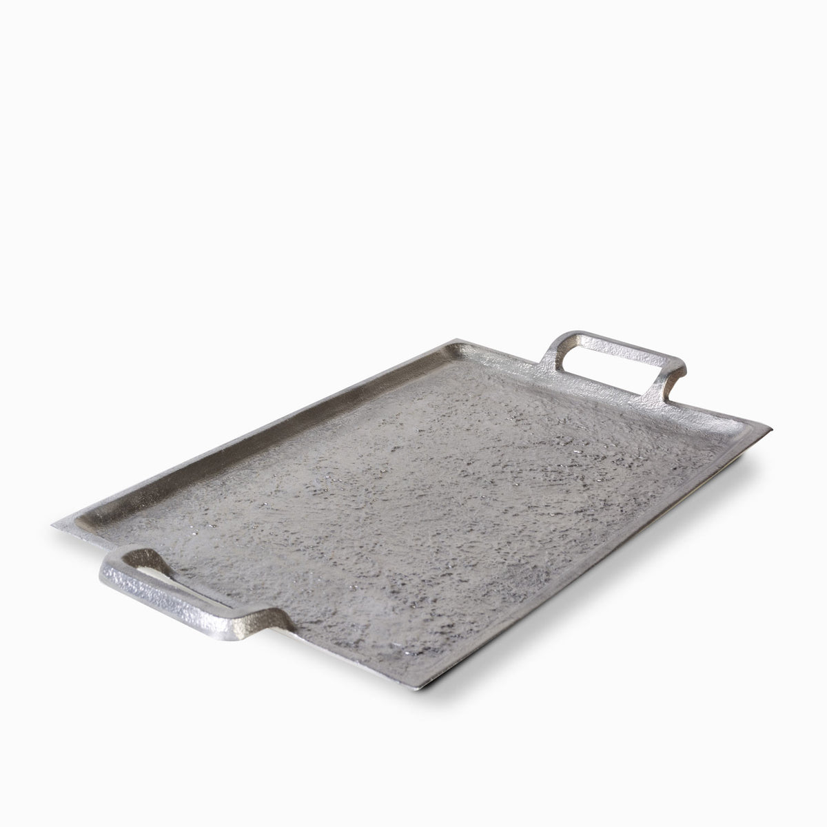 Bandeja metal con asas plateada