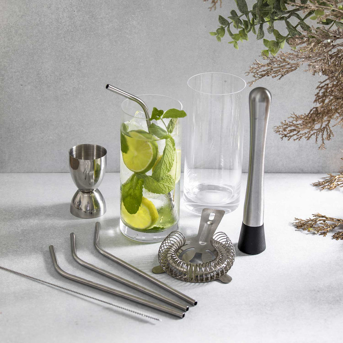 Vaso largo Giotto en cristal 430ml set x2