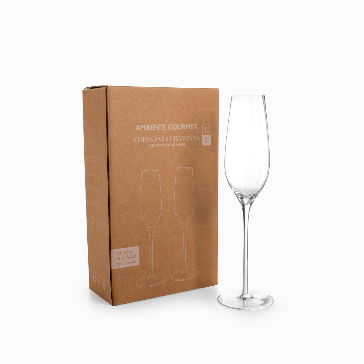 Copa champaña en cristal 230ml set x2