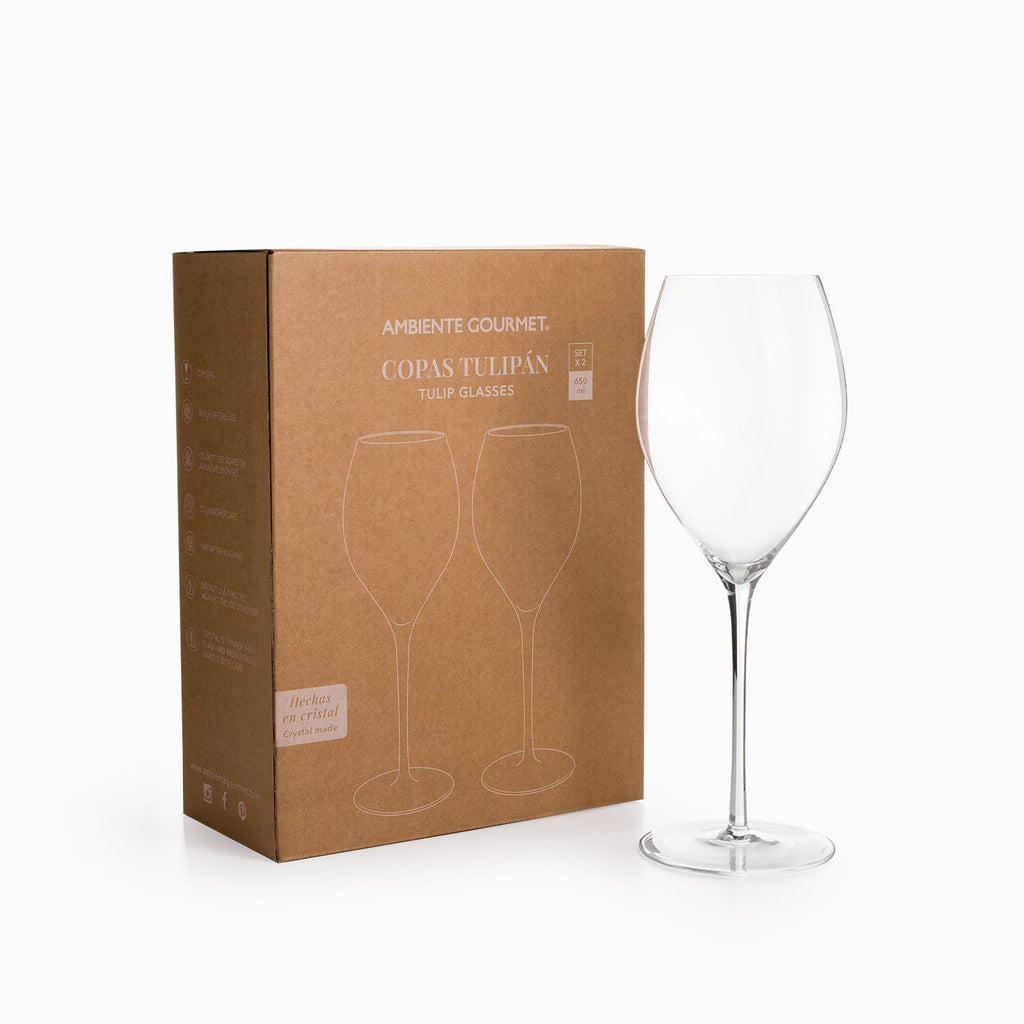 Copa tulipán en cristal 650ml set x2
